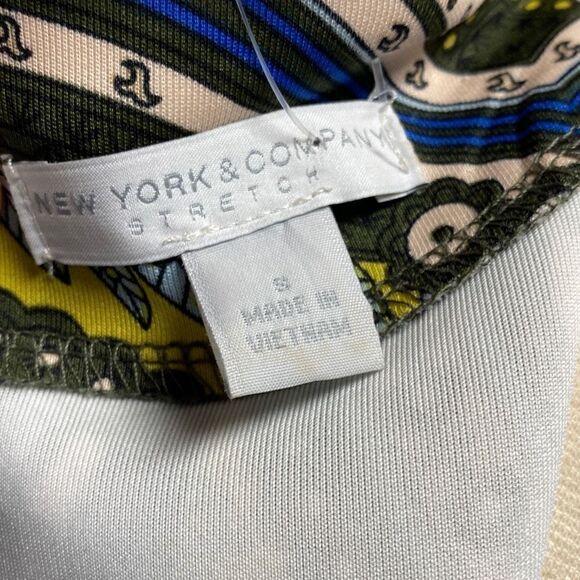 New York & Company Olive Print Bell Sleeve Dress Size Small - Picture 5 of 7